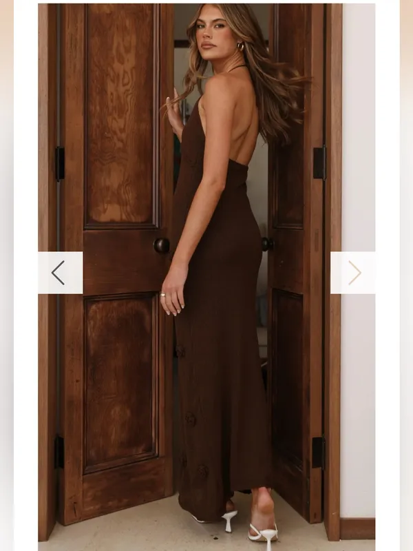 Frankie's Bikinis Floral knit halter maxi dress - Image 2
