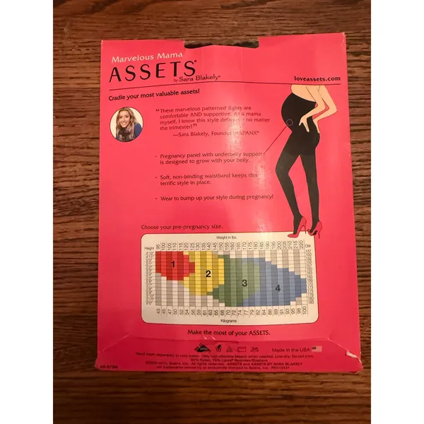 Assets by Sara‎ Blakely Marvelous Mama Maternity Opaque Patterned Tights Size2 - Image 2