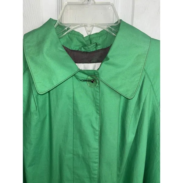 Vtg 90s Jones New York Kelly Green Trench Balmacaan Coat L/XL FLAWs Minimalist - Image 4