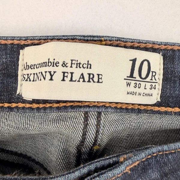 Abercrombie & Fitch Skinny Flare Jeans Mid Rise Dark Wash Stretch Denim Size 10R - Image 4