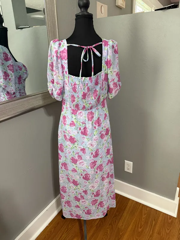 ASTR The Label Floral Milkmaid Cottage-Core Romantic Flowy Midi Dress Medium. - Image 5