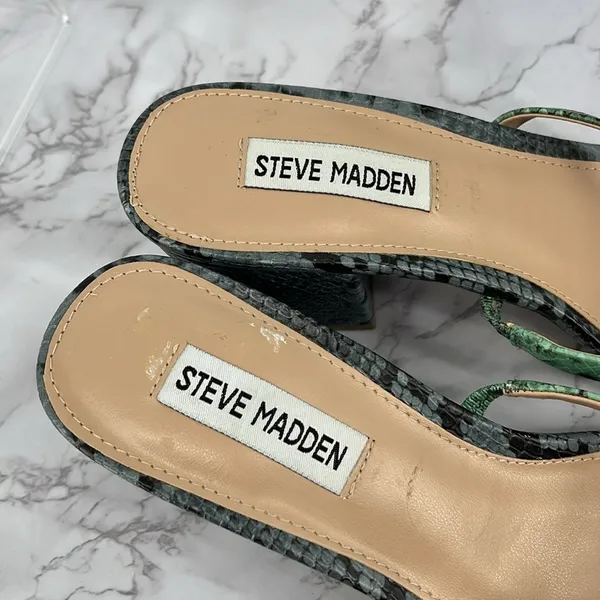 Steve‎ Madden Block Heel Strappy Sandals 9.5 Multicolor Snakeskin Open Toe Boho - Image 8