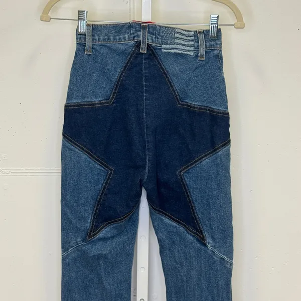 Revice Denim Star Patchwork‎ Flare Jeans Blue High Rise Size 25 Boho Festival - Image 7