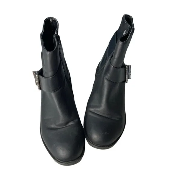 Breckelles belted boots black moto biker 7.5 comfort low heel‎ edgy comfort - Image 3
