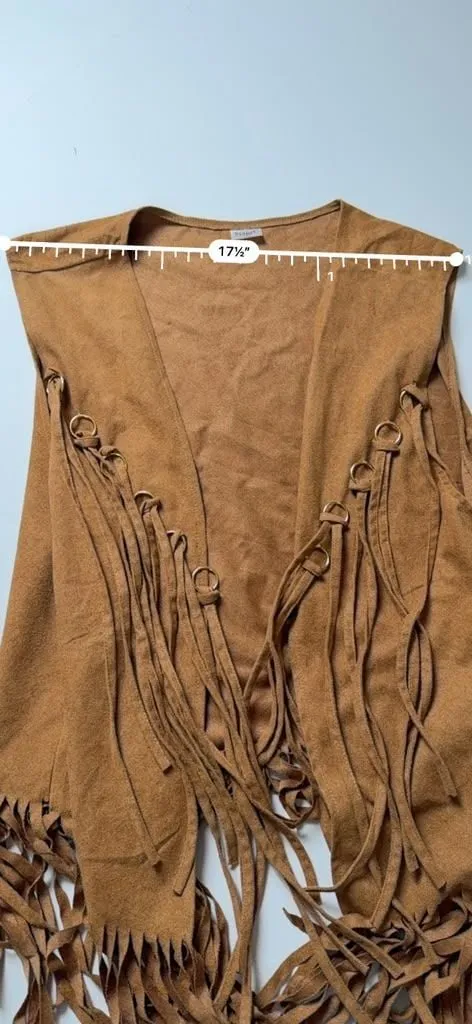 Spirit Western Cowgirl Rodeo Faux Suede Tassel Fringe Vest Sleeveless Cardigan - Image 4