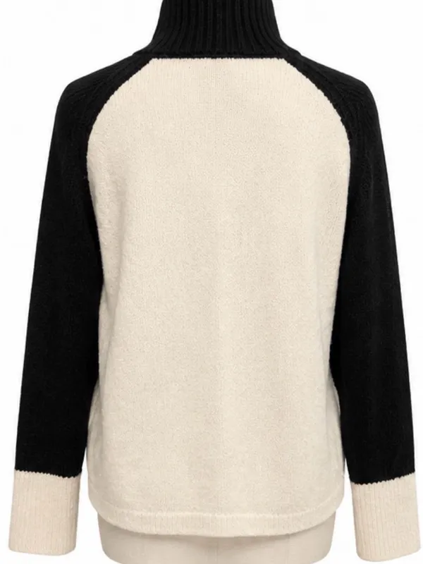 Sanctuary Black Ivory Colorblock Turtleneck Sweater Size L - Image 3