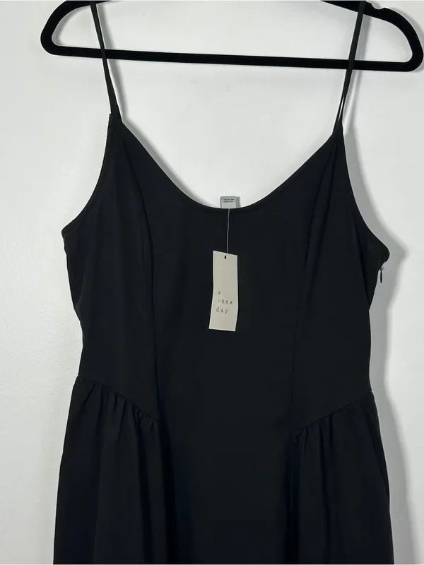 Target A New Day Black Midi Dress Size Small NWT Spaghetti Strap Fit & Flare - Image 2