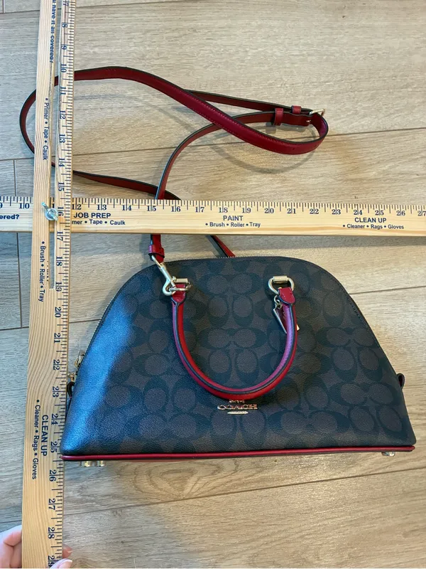 NEW Coach Katy Satchel Signature Canvas Brown Red with Wallet 2558 - Image 2