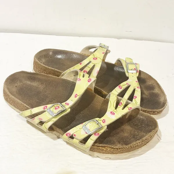 Birkenstock Birkis Yellow Floral Double‎ Strap Size 8 Sandal - Image 3