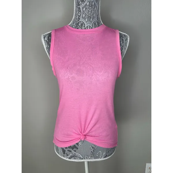 FREE PEOPLE Lightweight Sheer Ribbed Crewneck Tank Top Pink Size XS - Image 2