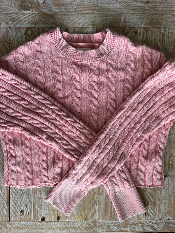 💝Aerie Pink Cable Knit Cropped Sweater💝 ~XS - Image 3
