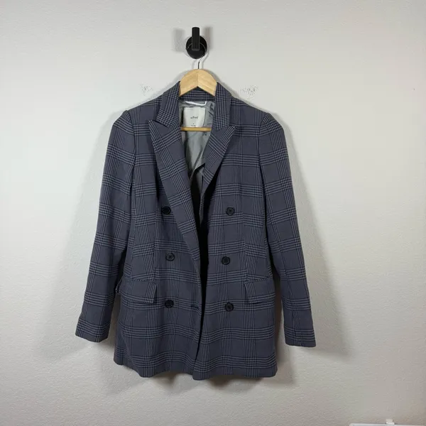 NWOT Wilfred by Aritzia Margaux Oversized Plaid Blazer Blue/Grey Size 0 - Image 6