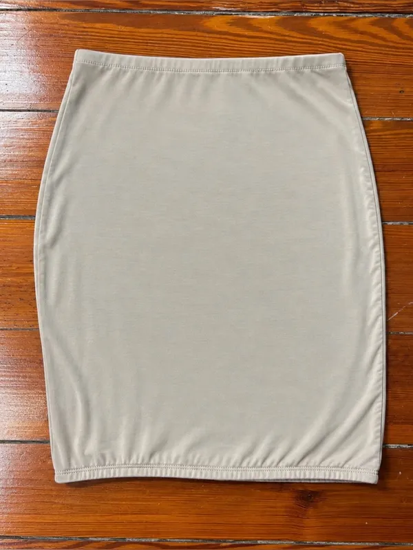 💥Naked Wardrobe Double Layer Smoothing Bodycon Mini Skirt Tan Sz L💛 - Image 4