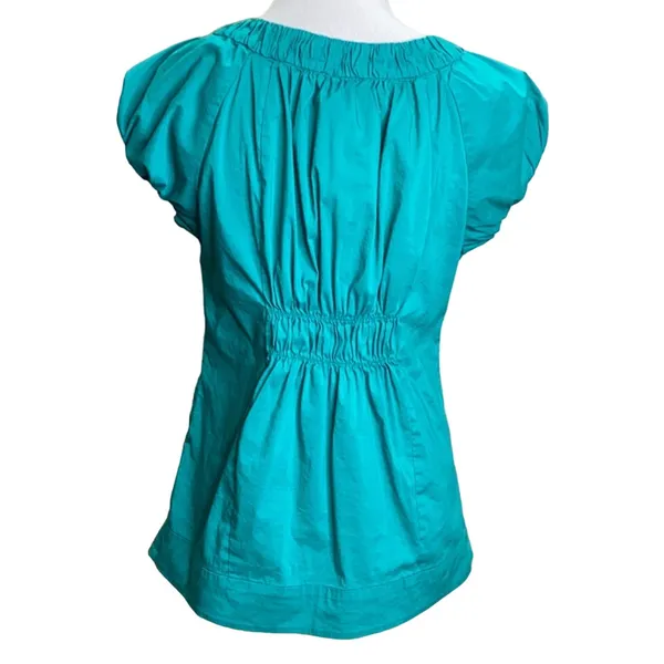 Banana Republic Teal Pleated Blouse Size Small - Image 4