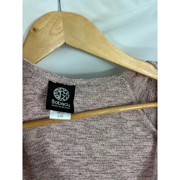 Bobeau Knit V Neck Light Pink Lightweight Hoodie Size Large - Image 3