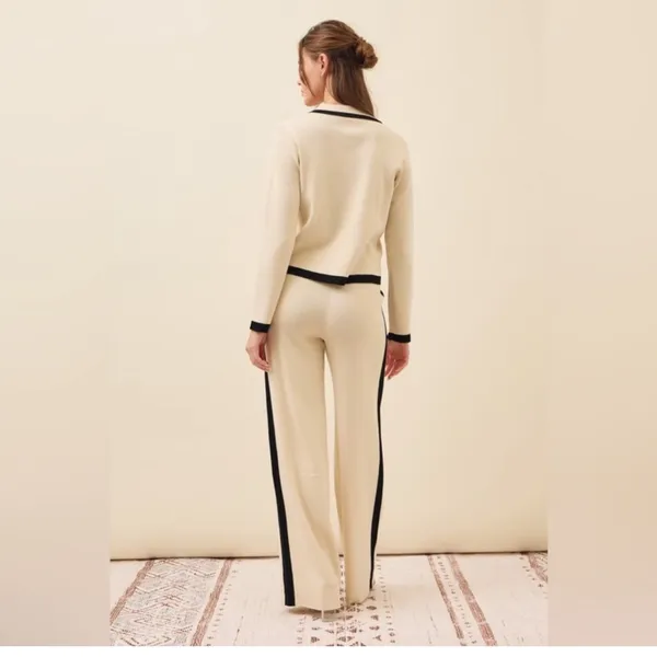 Knit Double Breasted Jacket and Pant Set Black Size L - Image 3