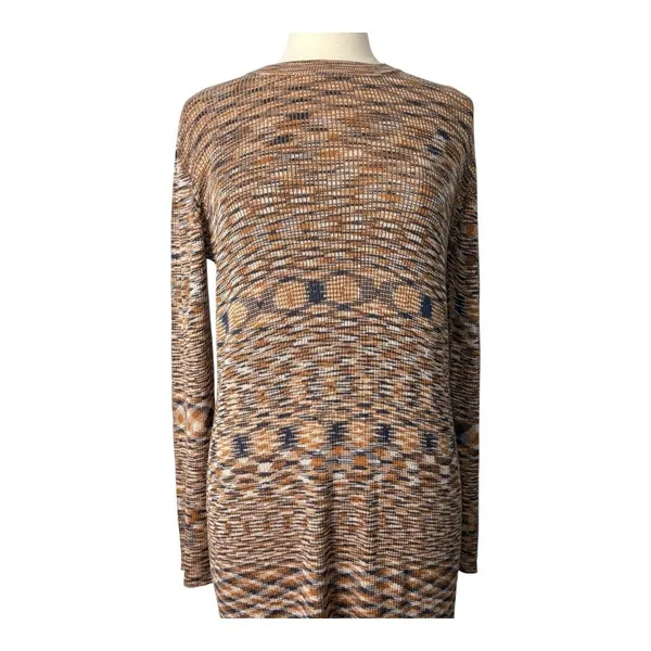 ASOS Design Space Dye‎ Knit Maxi Dress Women Size 14 Brown Long Sleeve Side Slit - Image 5