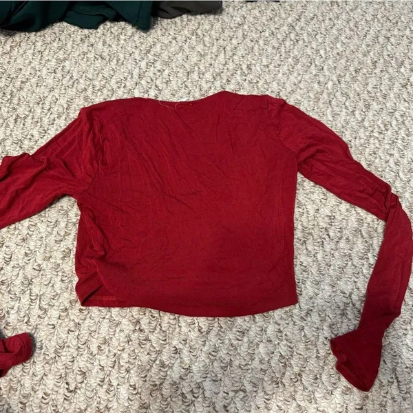 Garage long sleeve wrap crop top red S - Image 3