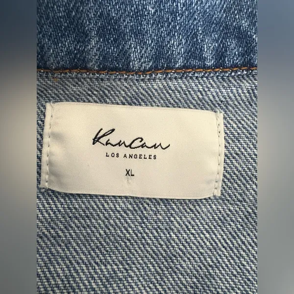 KANCAN “Sawyer” Blue Jean Distressed Cropped Denim Jacket, XL‎ 617 - Image 7
