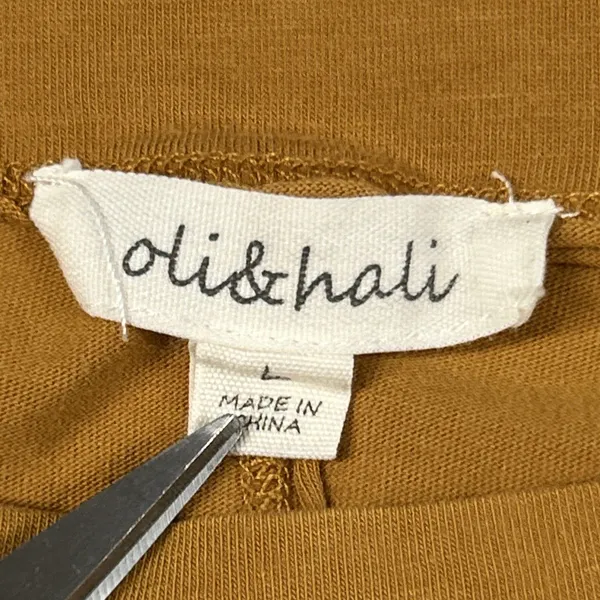 Oli & Hali Shirt Womens Large Oversized Boho Top Yellow Gold Brown Festival - Image 3