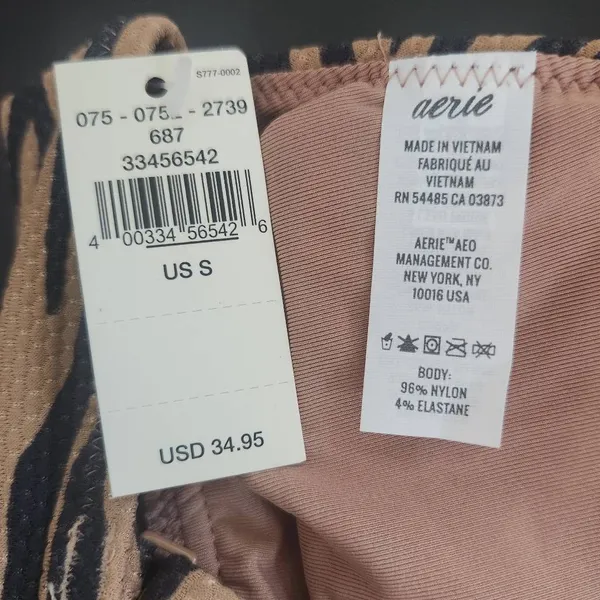 Aerie Tan and Black Tiger Print Bikini Top NWT Size Small Triangle Bikini Top - Image 9