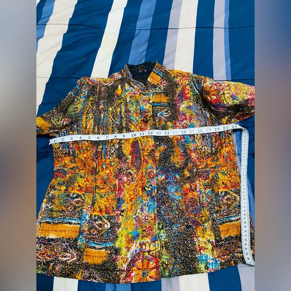 Ankara Print Colorful Abstract Blazer Yellow Size L - Image 5