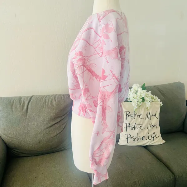 Abercrombie & Fitch Light Pink Camo Sunday Off-Shoulder Sweater - Image 3