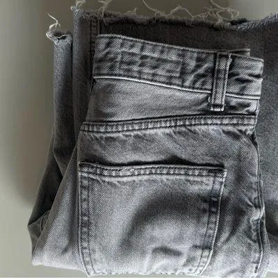 ZARA Gray Straight Leg Raw Hem Jeans - Image 5