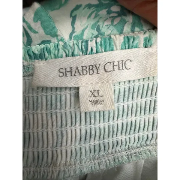 Shabby Chic XL Green Floral Cotton Midi Dress Puff Sleeve Open Back Bow Cottagec - Image 4