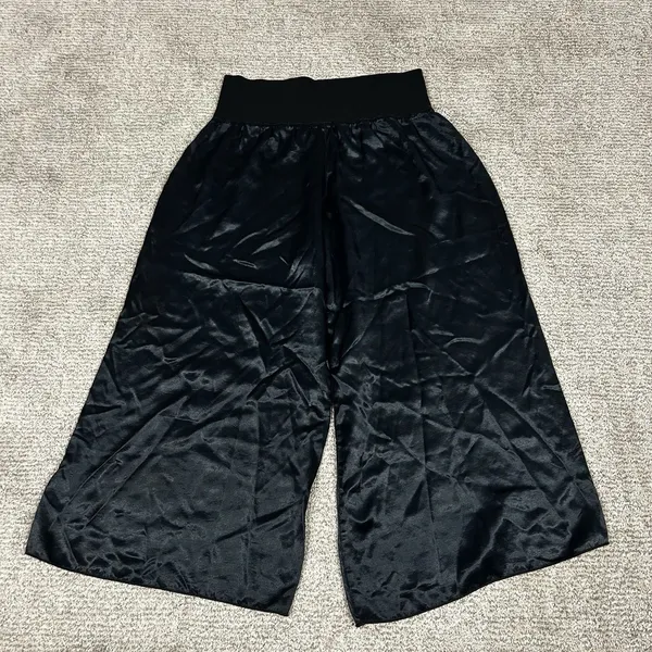 PJ Harlow Lily Sleep Pants Womens Small Dark Teal Silky Satin Wide Leg Crop FLAW - Image 6