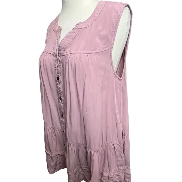 Entro Tunic Tank‎ Top Womens S Pink Sleeveless Button Down Tiered Soft Babydoll - Image 3