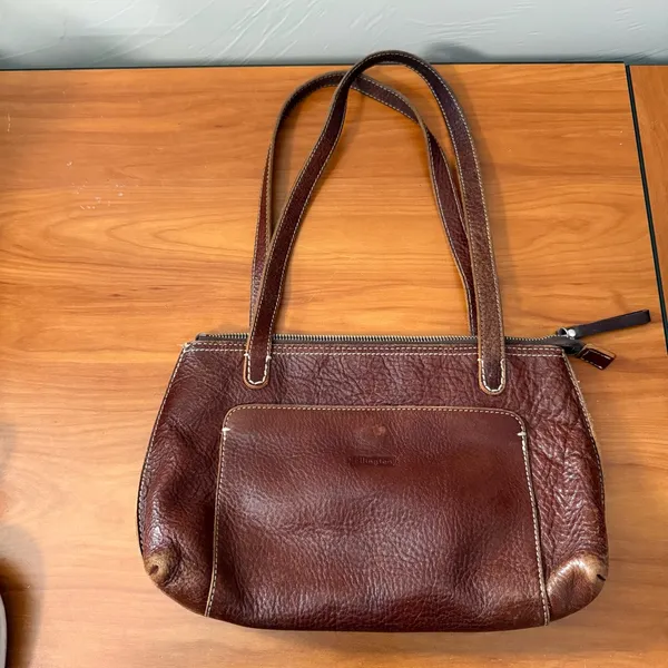 Ellington Dark Brown Leather Shoulder Purse Bag Zip Top Neutral Natural‎ Minimal - Image 2
