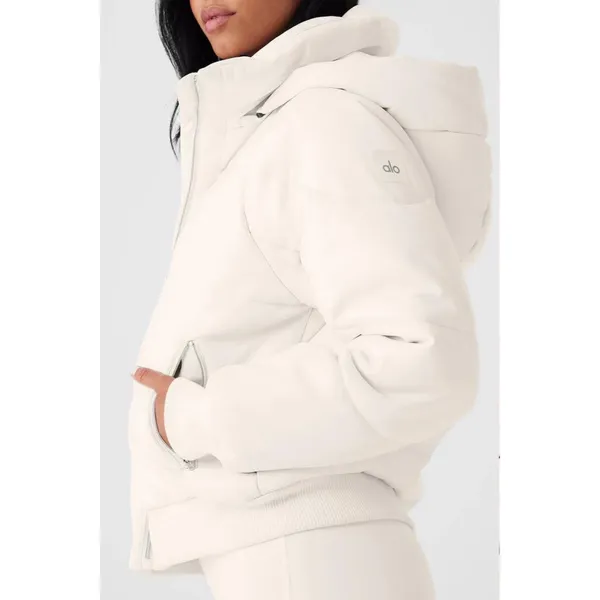 Alo Yoga Faux Leather Boss Puffer Ivory S - Image 4
