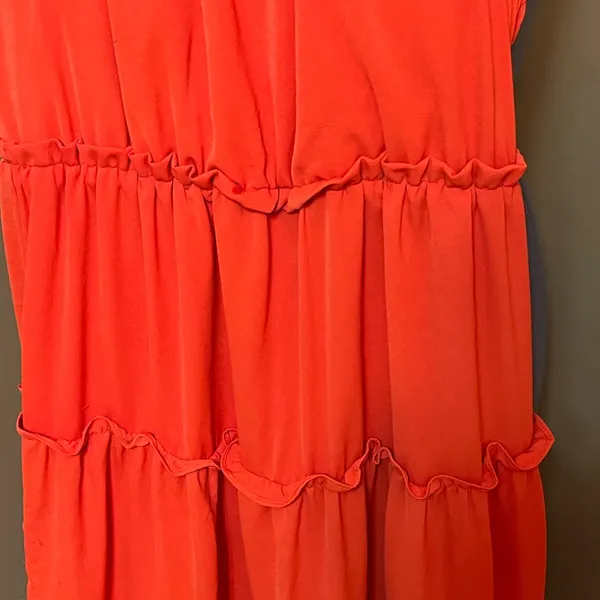 Maxi Dress Halter Boho chic Romantic Tiered Orange M Fairy Cottage Core Festival - Image 4