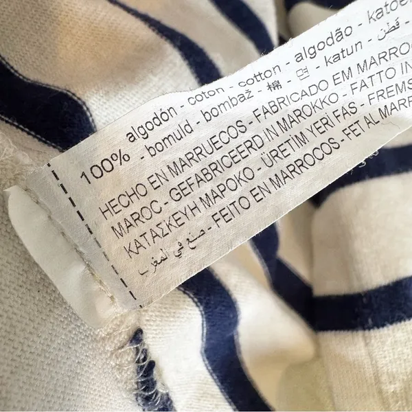 Zara Cotton Knit Striped Midi Dress in Navy Cream Size M - Image 6
