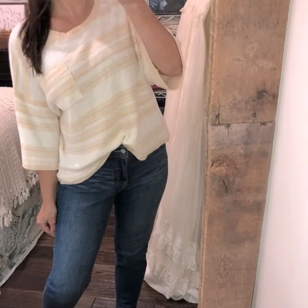 Striped knit boho sweater size medium oversized - Image 3