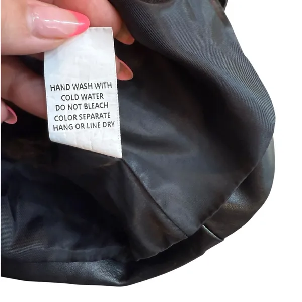 Lane 201 Cloud Ten Women’s Size M Cropped Racer Jacket Black Tan Faux Leather Moto Baddie - Image 16