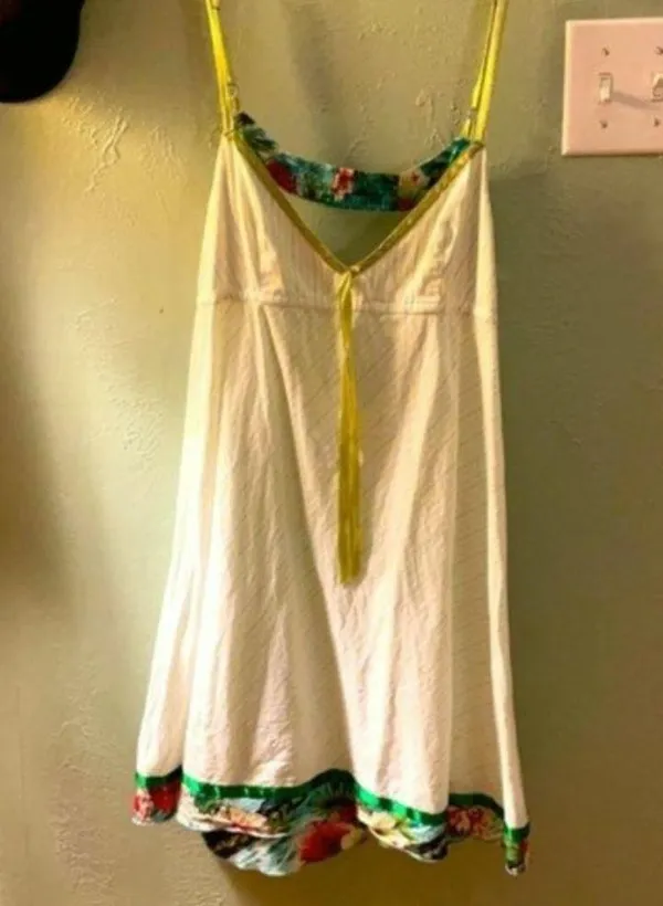 Vintage Free People halter white with green ribbon trim M - Image 2