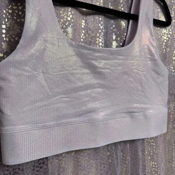 Fabletics Gold Harlyn Hologram Sparkly Shimmering Sports Bra S/M - Image 3