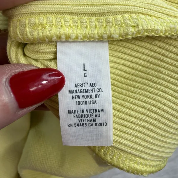 Aerie L Large Good Vibes Oversized Sweatshirt Tunic Long Sleeve Crew Neck Yellow - Image 6