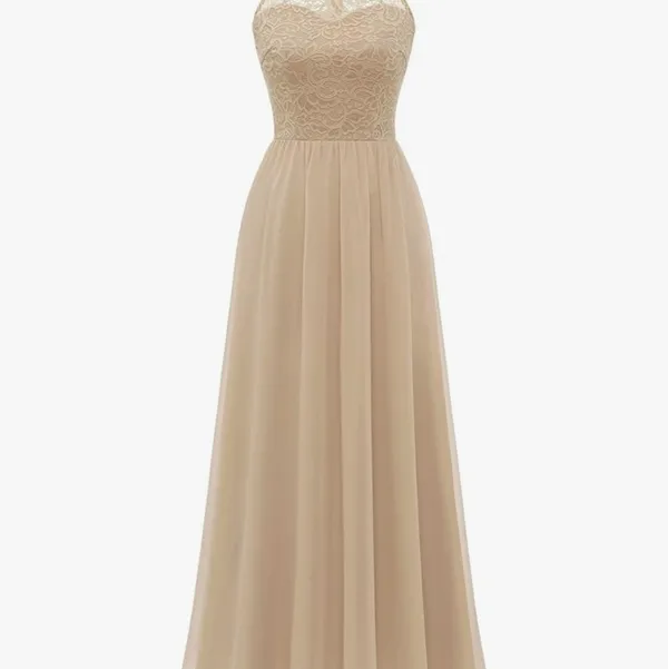 Formal cream color maxi halter Long Prom/ bridesmaid wedding dress size… - Image 3