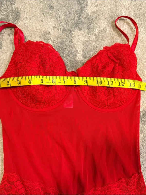 Rampage Red Lace Chemise Bodysuit - Image 9