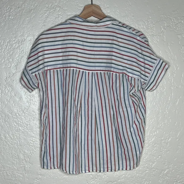 Madewell Women's Park Popover Shirt Rainbow Stripe Palo Multi Antique Cream XS - Image 4