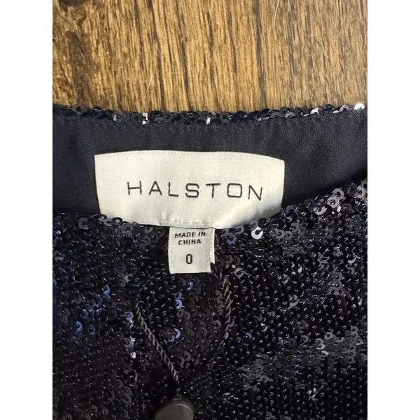 Halston VERONICA SEQUIN PANT Navy Size 0 All Over Sequin Cocktail Party $445 - Image 5