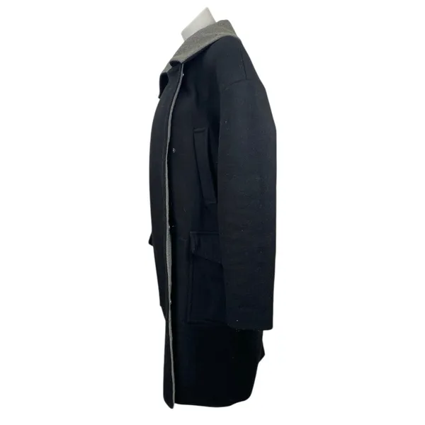 Vero Moda Black Gray Collar Wool Long Sleeve Longlin Trench Coat Jacket Size M - Image 2