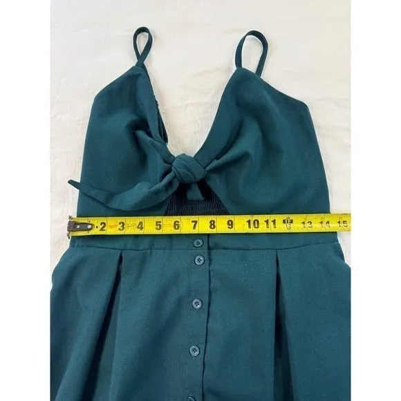 Ecowish green Front Cutout‎ Button Down Midi Dress Smocked Back xl - Image 4
