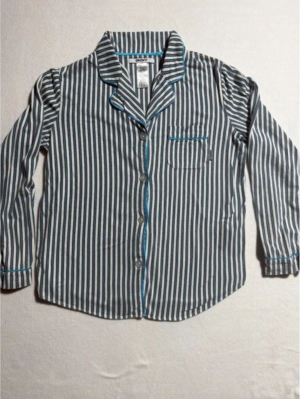 DKNY Women's Striped Cotton Pajama Set Small - Image 3