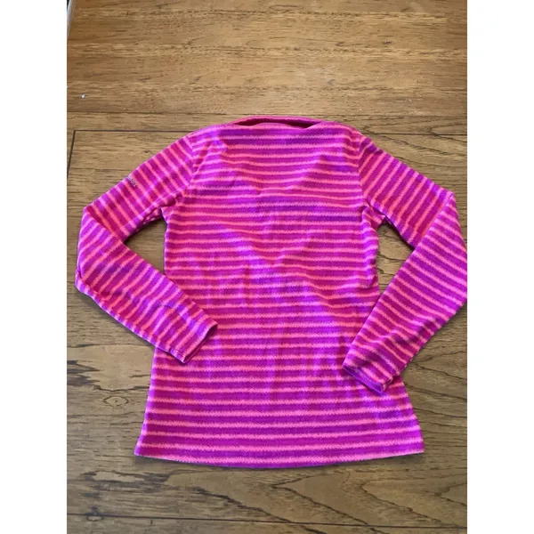 Columbia Women's S Pink/Orange Striped Fleece 1/4 Zip Mock Neck Pullover - Image 4