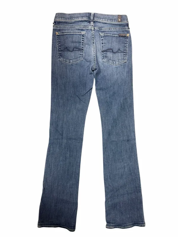 7 For All Mankind Bootcut Jeans 27 Medium Wash Blue Denim Y2K Vibe Long Inseam - Image 4
