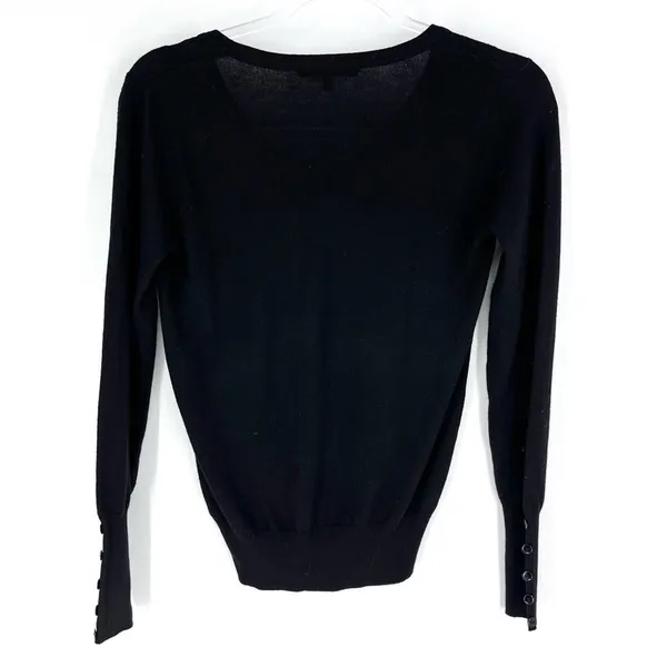 WOW Couture Fitted Ribbed V-Neck Fine‎ Gauge Sweater Black S - Image 3